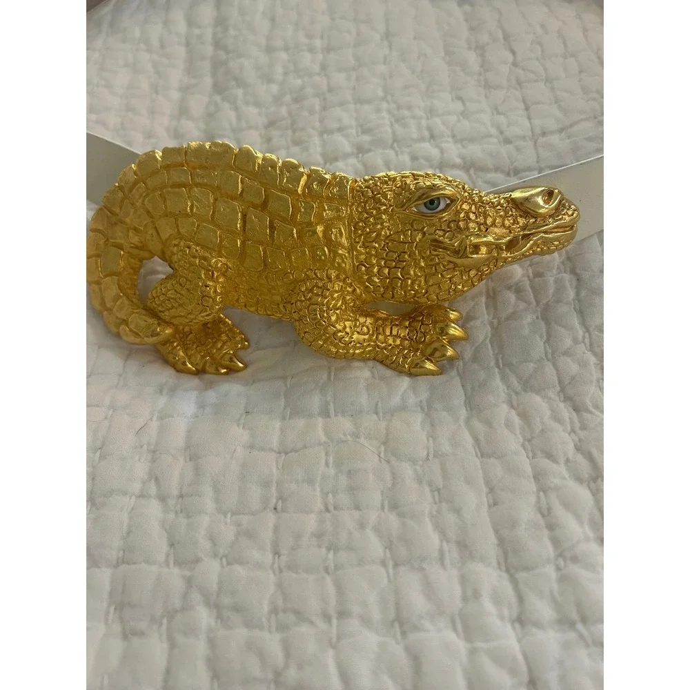 Vintage 90s Margarita Barrera Alligator Belt for Wehmeier's Gold 38